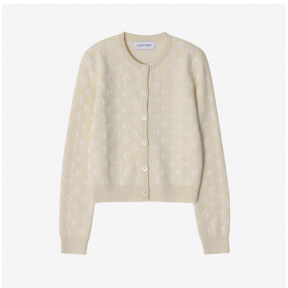 Marine Serre Women S Cardigan Moon Jacquard Fitted Wtk011a Ckni0530 Wh20