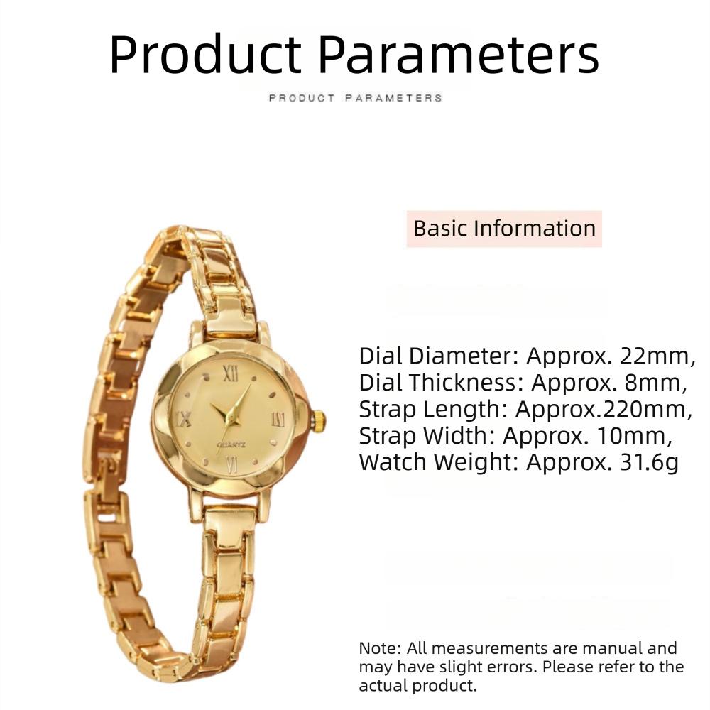 New Gold Women's Quartz Watch Small Dial Circle Bracelet Watch Roman Numerals Ladies Wristwatches Gifts