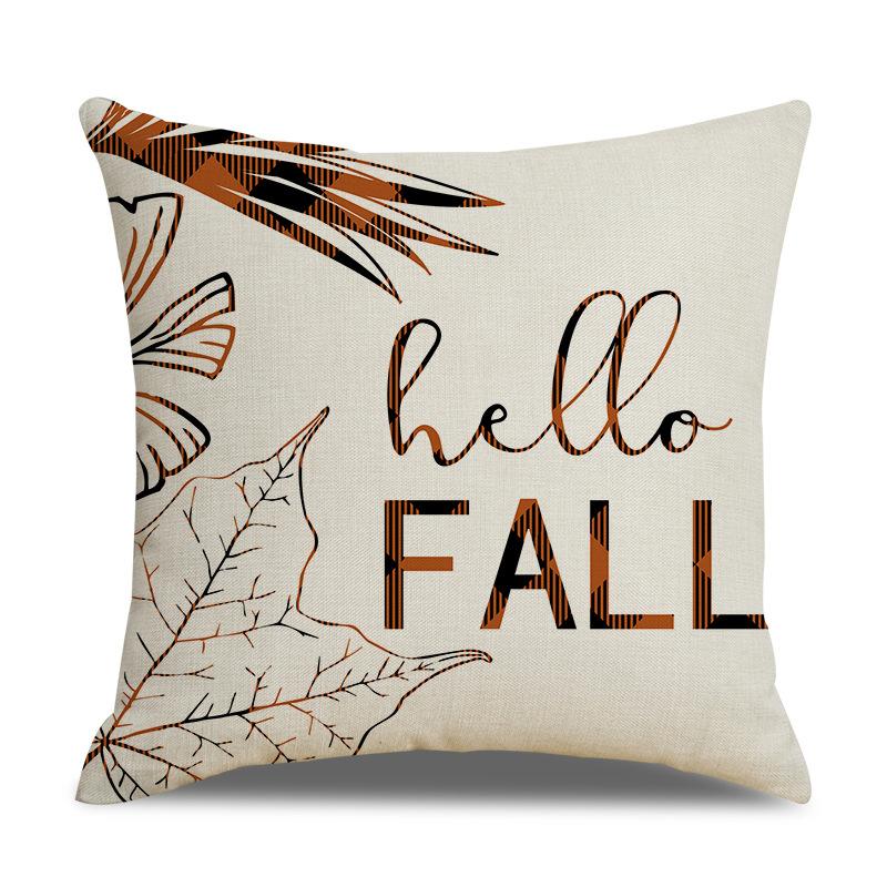 Thanksgiving Linen Pillowcase Autumn Pumpkin Print Pillow Cushion Cover