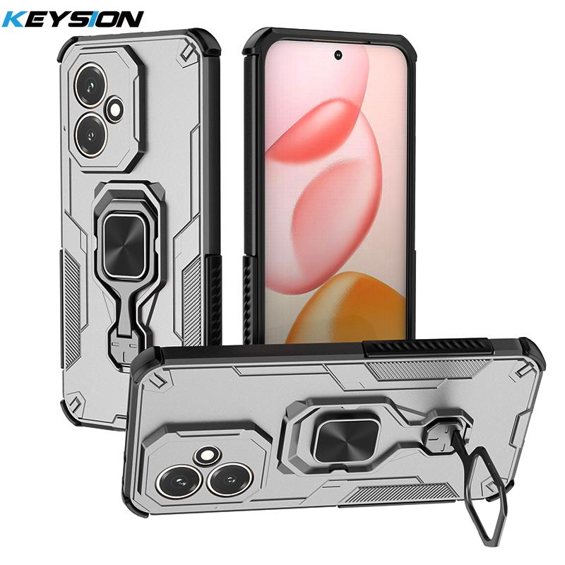 KEYSION Shockproof Armor Case for HONOR 400 Pro 5G Silicone+PC Upright Metal Live Ring Stand Phone Cover for Huawei Honor 400 5G