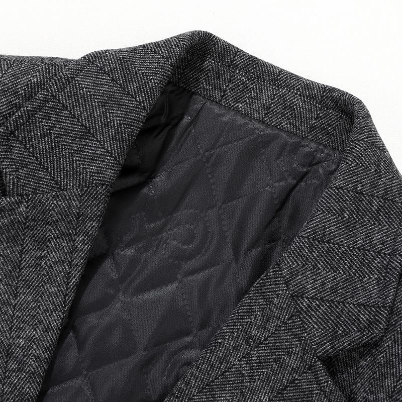 Autumn and Winter Medium and Long Woolen Trench Coat Middle-aged and Young Business Padded Casual Warm Jacket