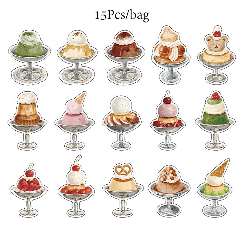 Mr. Paper, 15 sheets/pack, juice dessert themed stickers, decorative scrapbook, notebook, diary collage, stationery stickers