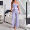 Damen Sexy Enganliegendes Träger-Top Lange Hose Schlafanzug-Set Bequeme Hauskleidung