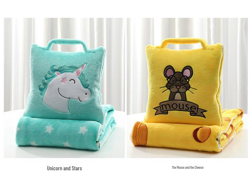 Customized Cartoon Pillow-Blanket: Portable for Car, Crib, or Dormitory Use