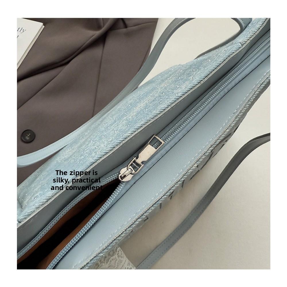Large Capacity Versatile Trendy Bag Women's 2025 Summer Denim Tote Bag Casual Commuter Shoulder Bag
