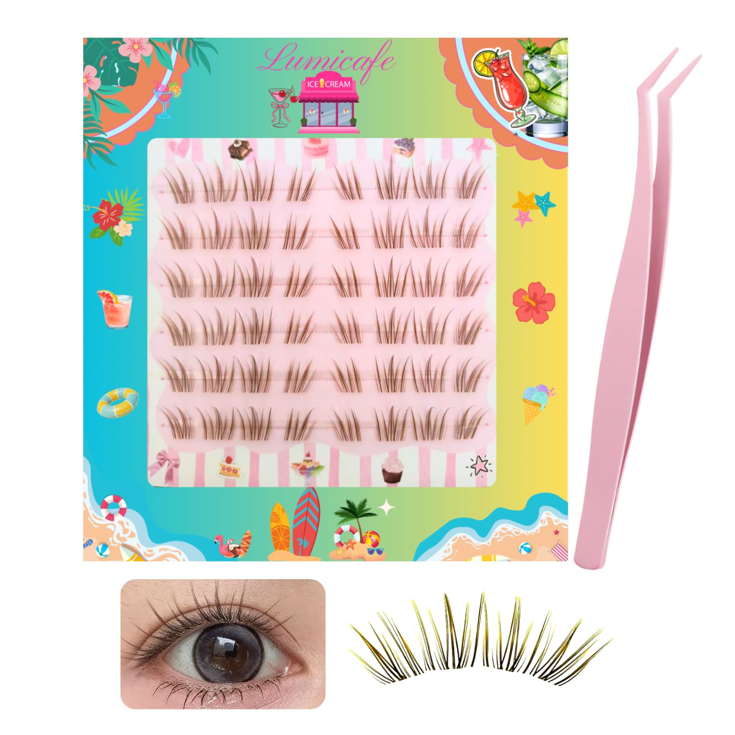 [Lumicafe] False Eyelashes - No Glue Needed [3-Second DIY Eyelash Extensions] Glue-Free False Eyelashes, 3D False Eyelashes, No Adhesive Needed,