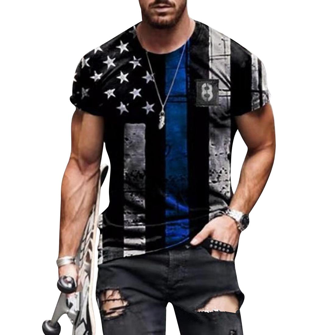 2023 Мужская футболка с принтом американского флага — фото 9