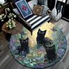 Black Cat Round Area Rug,Carpet Rug for Living Room Bedroom Sofa Playroom Decor,Non-slip Floor Mat
