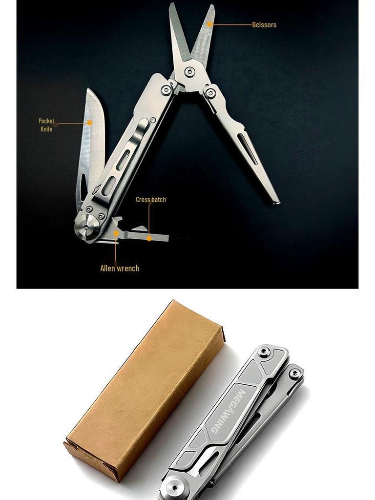 Multifunctional Portable Outdoor Folding Tool: Knife, Scissors, Screwdriver for Camping, Mountaineering, and Car Emergencies.