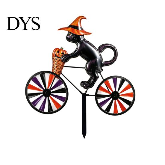 Decorative Stakes for Flower Beds Halloween Wizard/Ghost/Black Cat/Skeleton Bicycle Ground Stake Ornament, Metal Garden Stakes, Gift Lovers