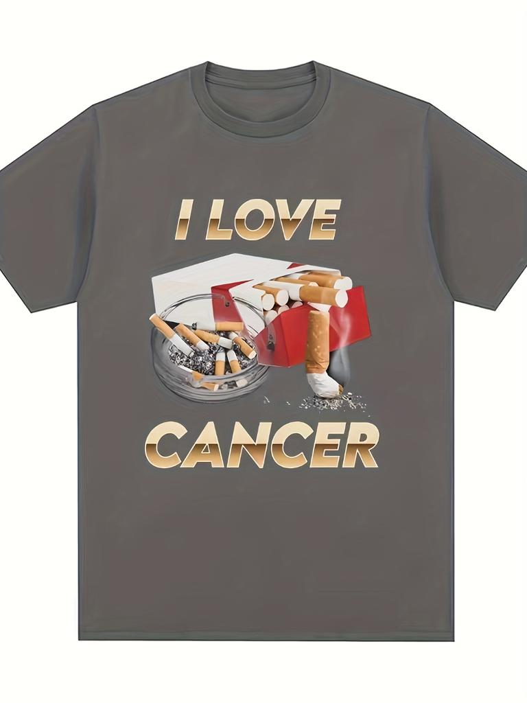 T-shirt Graphique Meme Homme Je Suis Amoureux du Cancer Manches Courtes Décontracté Rétro avec Lettres Audacieuses Design Symbole du Cancer