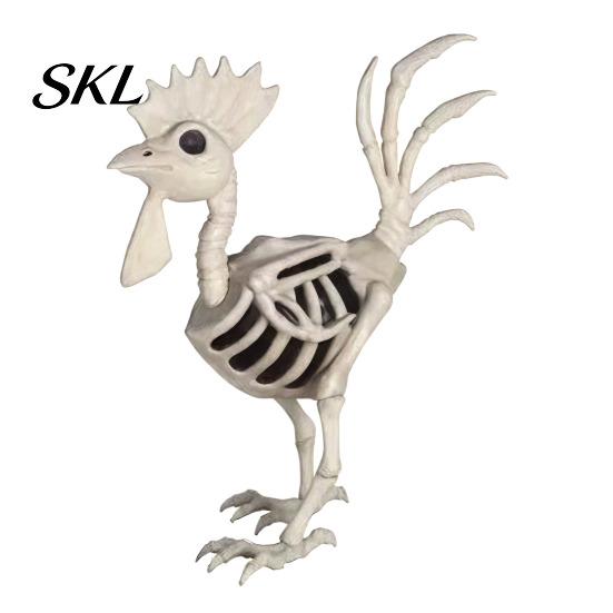 Realistische Tierknochen Halloween Hahnenstatue, Harz Hühnerknochen Figur für Hof Rasen, Lebensgroß Gruselige Außen Garten Dekoration Spukhaus