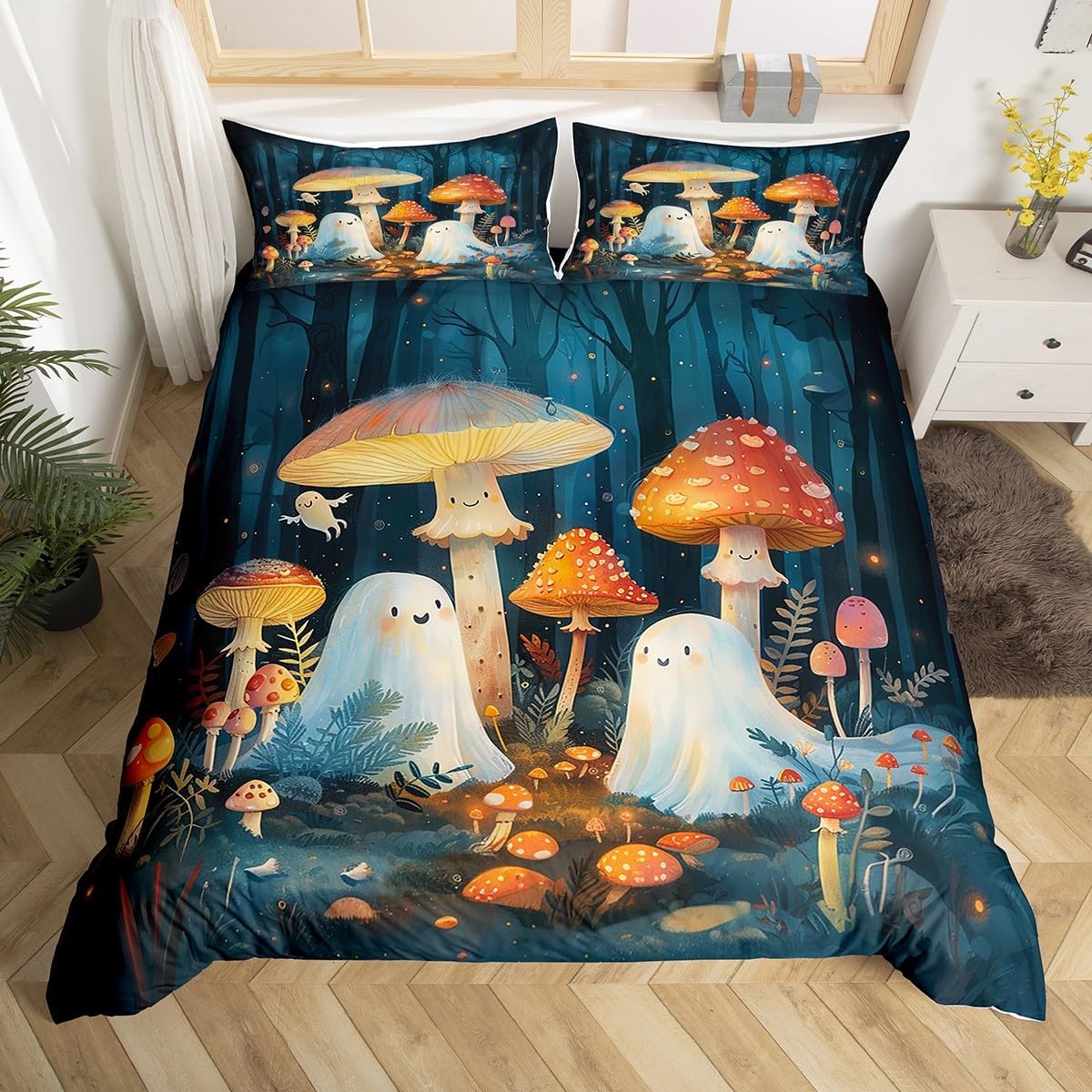 

Comforter Halloween Bedding Set 3D Printed Ghost Skin-Friendly Single Twin King Size For Kids Halloween Decor Comforter (quilt)-EU Single(135*200cm)3pcs