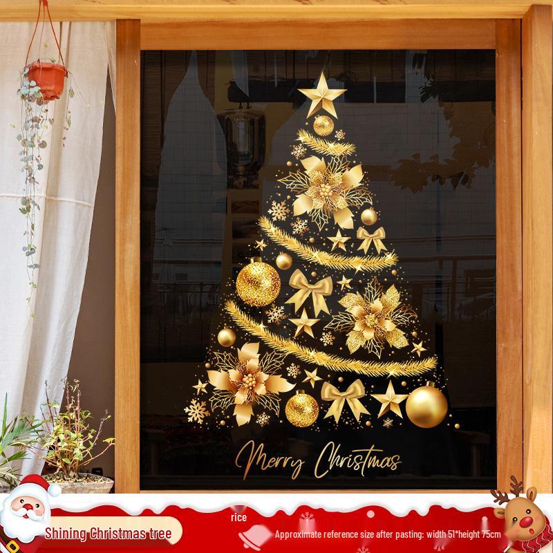 Christmas Tree Ornaments & Window Clings Set: Festive Static Stickers for Glass, Doors, and Holiday Decor