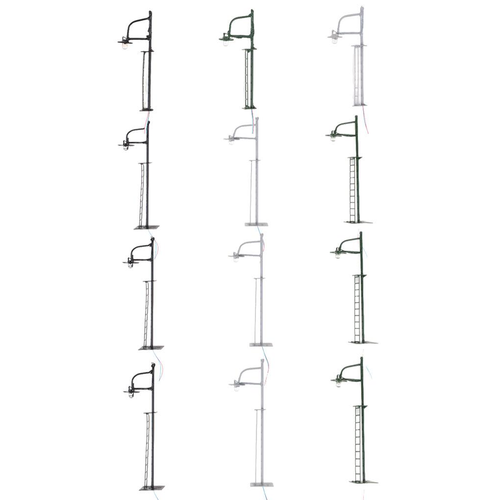 Model Train Lamppost with Ladder Home Landscape Decorations LED Railway Light Miniature Single-Head Track Lamp Table Toys