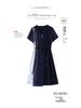 2025 Women's V-Neck Ink Print Color Block Dress with Pendant Belt