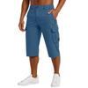 Pantaloncini Cargo da Uomo al Ginocchio con Tasche Multiple Vestibilità Rilassata Chiusura con Bottone e Zip Stile Casual per l'Uso Quotidiano