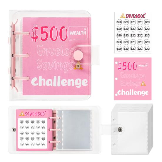 25 Envelopes Money Saving Challenge Binder Mini Cash Saving Budget Book to