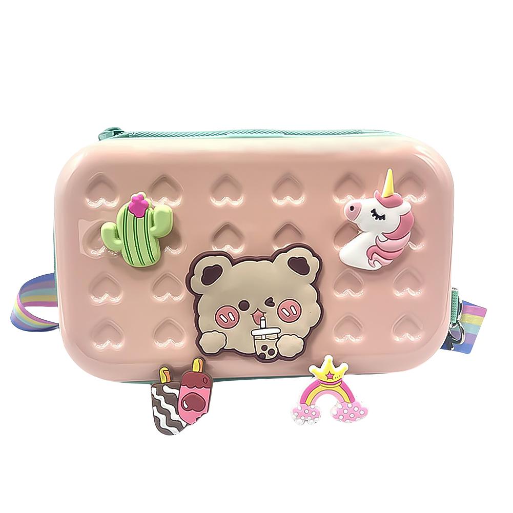 

Популярная 7-дюймовая мини-водостойкая косметичка с твердым корпусом из мультфильма, женская косметичка-органайзер, маленькая сумочка для сотового телефона, органайзер для туалетных принадлежностей розовый
