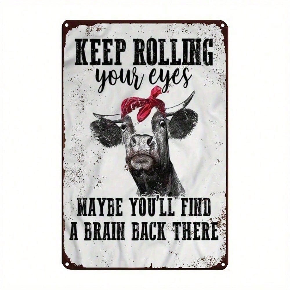 

Retro Metal Tin Sign Sarcastic Brain Poster Keep Rolling Your Eyes Funny Wall Art for Cafe Home Decor різнокольоровий