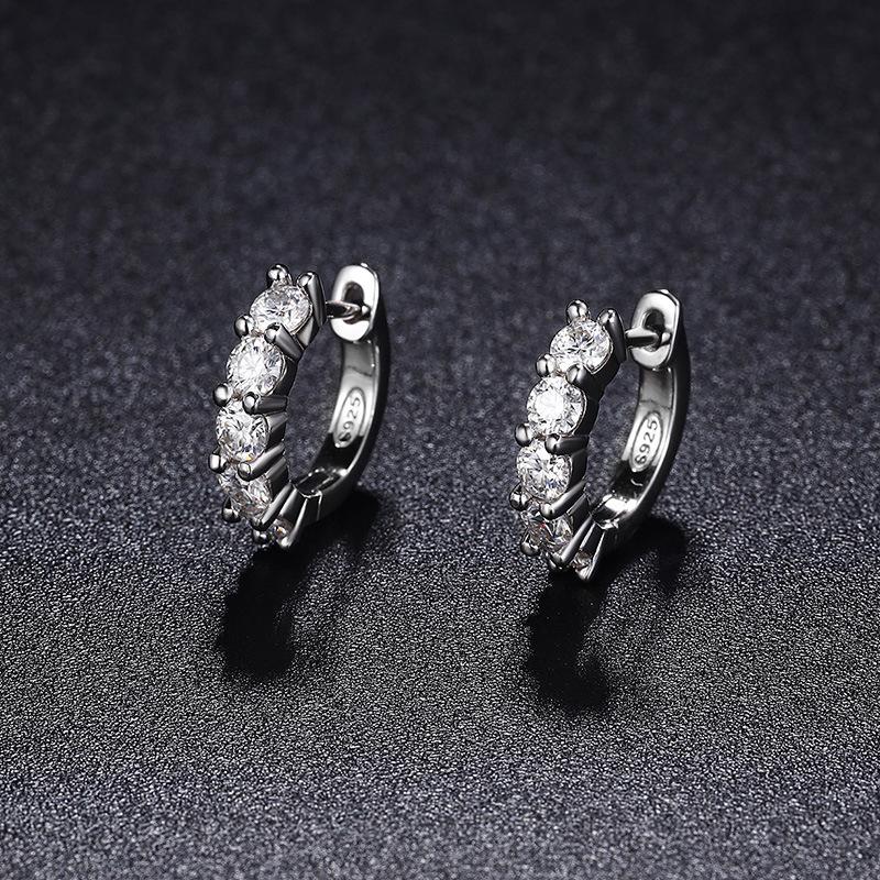 3mm D Moissanite Earrings 925 Sliver Plated White Gold Hoop Earring for Women Wedding Party Fine Jewelry