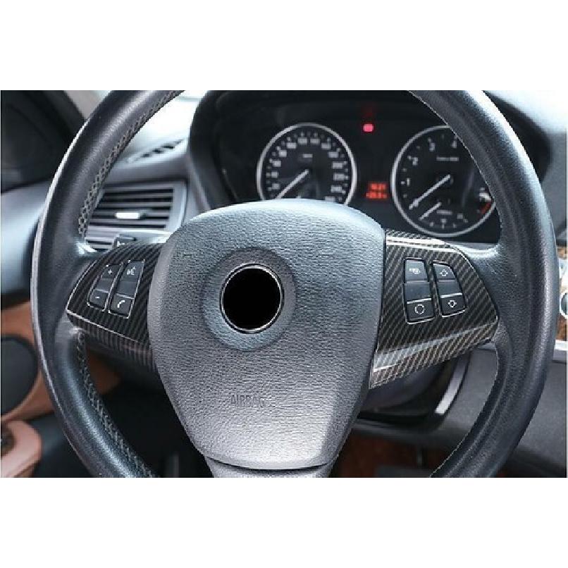 2008-2013 For BMW X5 X6 E70 E71 Cover Trim Steering Wheel Button Carbon Fiber