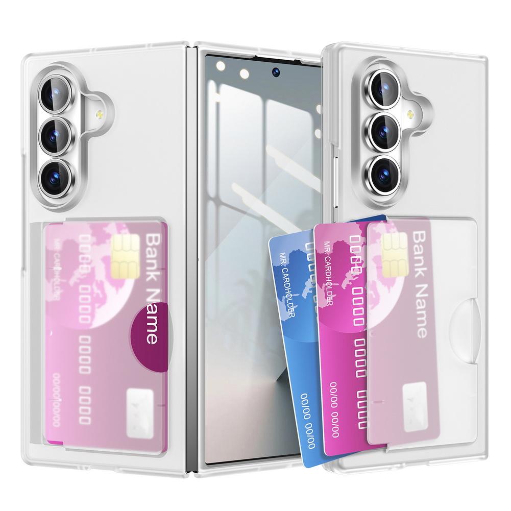 Protective Case for Folding Screen Phones Compatible with IPhone, Samsung Z Fold 7, 6 Fold 7, and Galaxy Z Fold 6, Featuring 2 Credit Card Slots