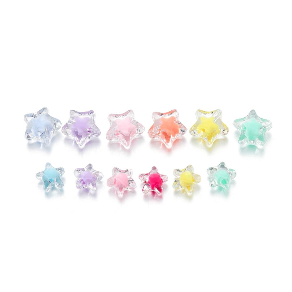 20Pcs/Lot Transparent Five-pointed Star Shape Acrylic Charm Spacer Loose Beads for Jewelry Making DIY Bracelet Accessories