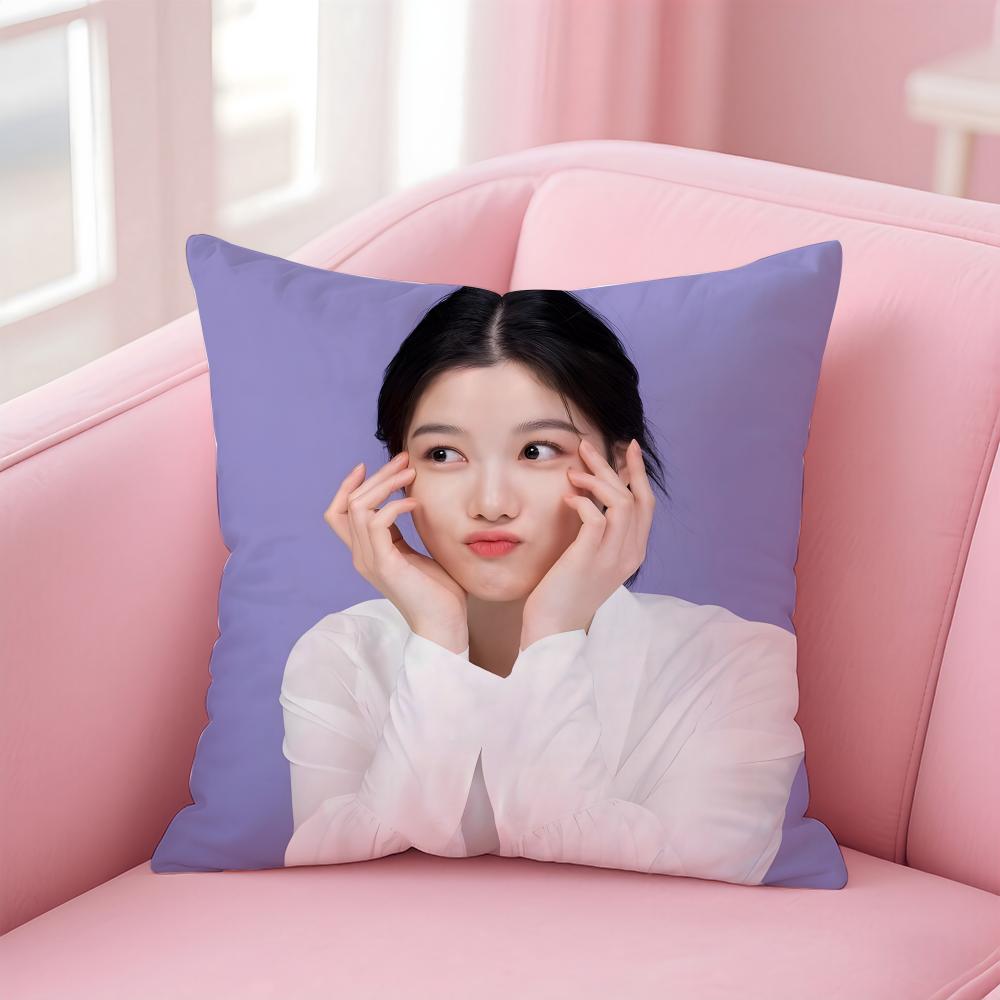 Hot Kpop Charming Korean Actor KKim Yoojung Cushion Cover Pillowcase Short Plush Invisible zipper Room Sofa Cushion Cover