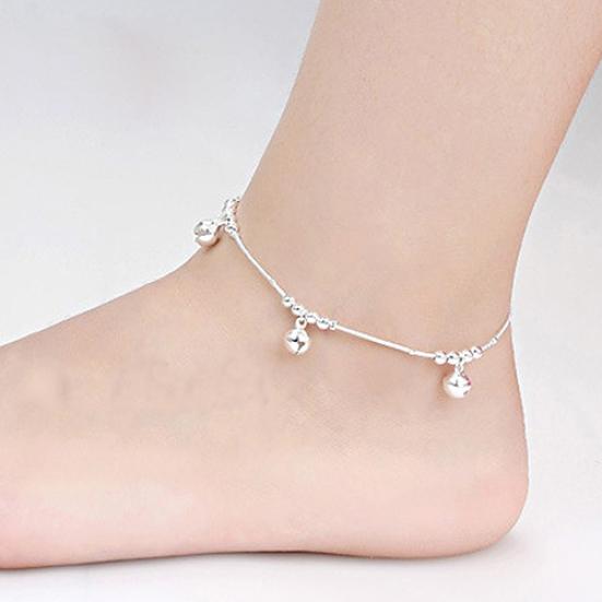 Women Fashion 3Pcs Bells 12 Beads Luxury Chain Ankle Bracelet Beach Anklet