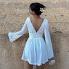 European and American women's clothing autumn sexy halter waist French V-neck long-sleeved dress sexy hip wrap