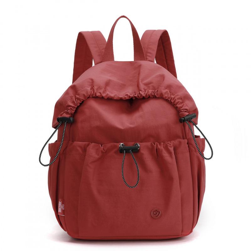 Schoolbag Japanese pleated drawstring design backpack women's large capacity lightweight travel backpack leisure commuter student schoolbag