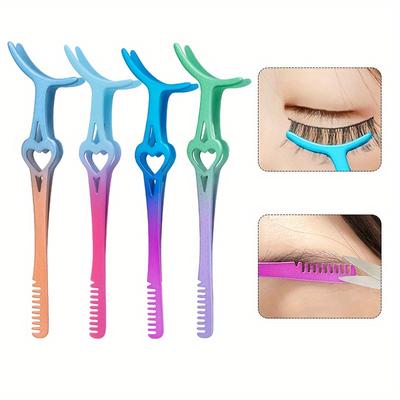 Edelstahl Falsche Wimpern Assistent Make-Up-Tool Augenbrauen Kamm Wimpern Curler 2 In 1