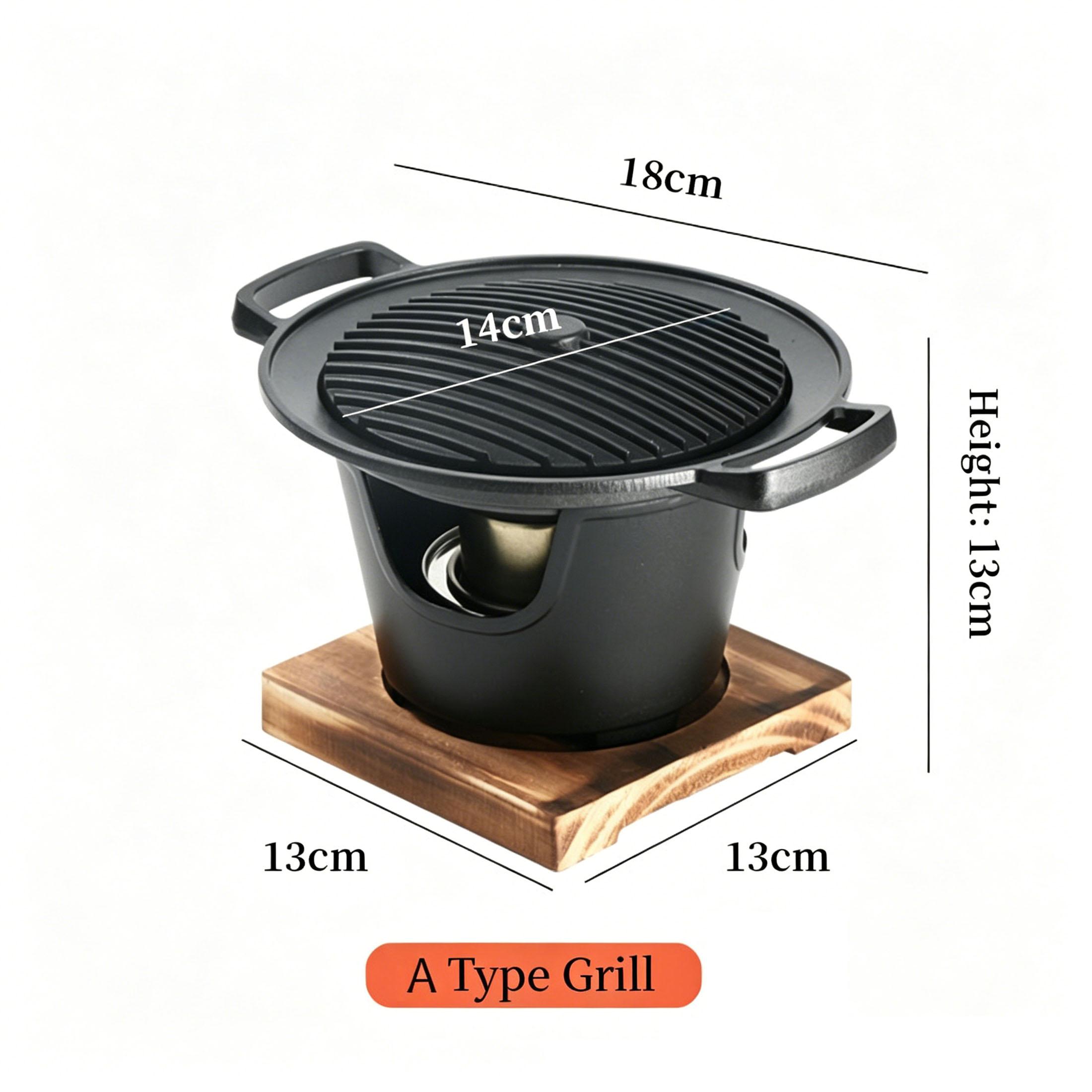 Japanese Portable BBQ Grill, Non-stick Cast Aluminum Indoor Outdoor Person Tabletop Charcoal Barbecue Stove for Korean BBQ Steak Shrimp Camping Picnic
