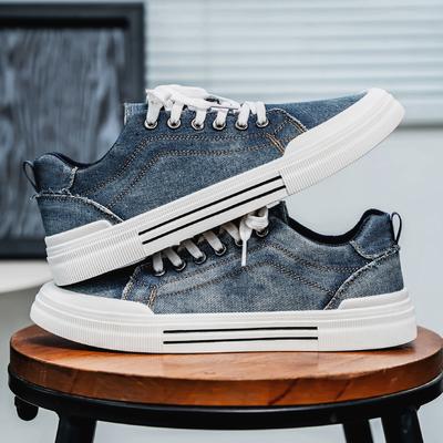 Nowe dżinsowe sneakersy streetwear męska moda sznurowane buty wybiegowe męskie płócienne sneakersy buty hip-hopowe duży rozmiar 47 48 chłopięce buty sportowe