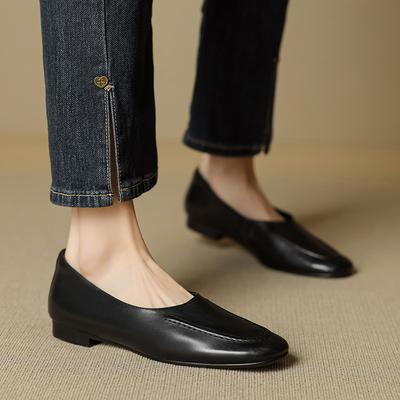 Fashion 2025 New Arrival Women Flats Heels Shoes Genuine Leather Soft Comfort Casual Shoes Woman Basic Spring Summer Flats Shoes