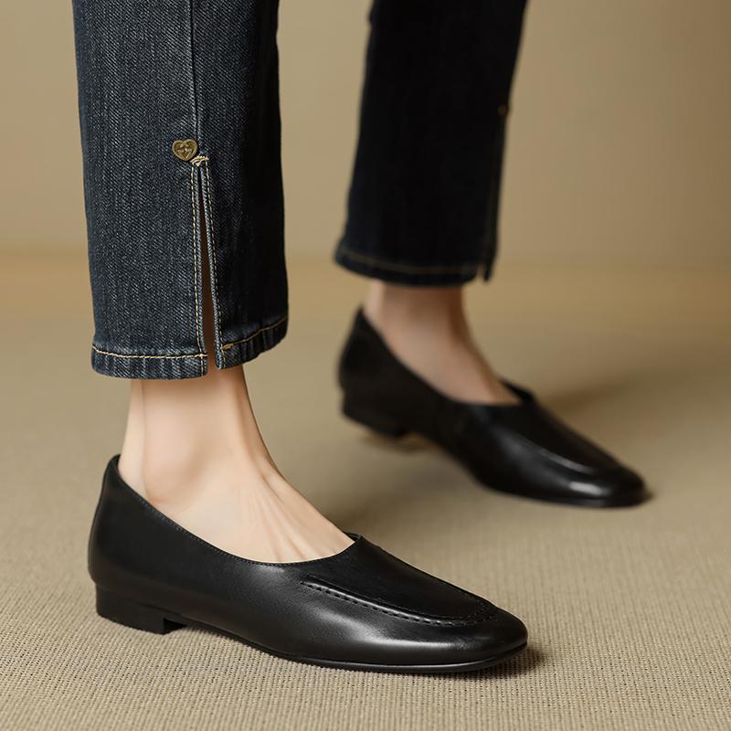 Fashion 2025 New Arrival Women Flats Heels Shoes Genuine Leather Soft Comfort Casual Shoes Woman Basic Spring Summer Flats Shoes