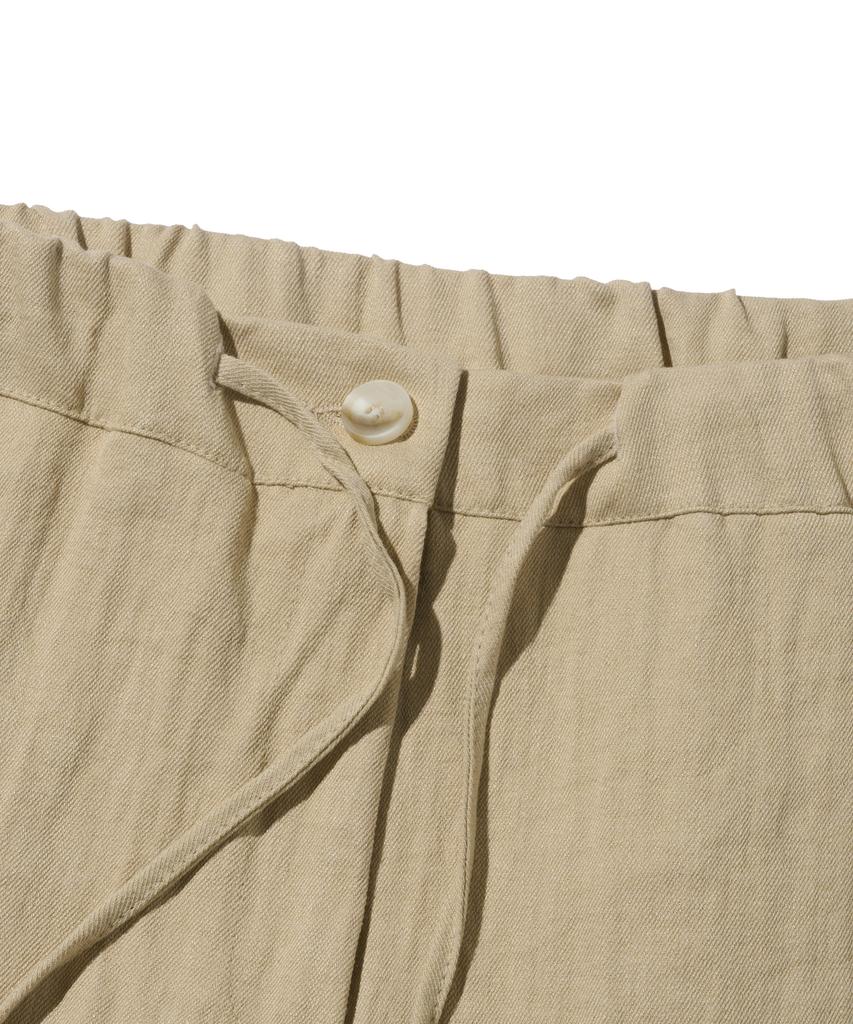 Cargo Bros For Woman Airy Linen Wide Elastic Pants (Beige)