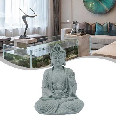 Zahradní ozdoba Sedící Buddha Pryskyřice 4x8x12cm Buddha Ornament Pískovcová pryskyřičná socha Dekorace Kámen Zen Efekt Nová Vysoká Kvalita