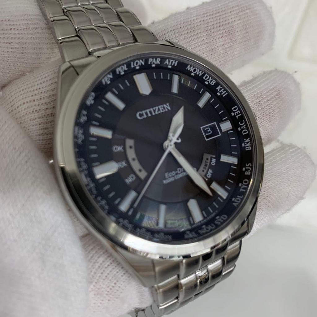 Used CITIZEN Citizen Atessa Eco Drive Radio Watch Men's Watch Black Dial Working Good Condition