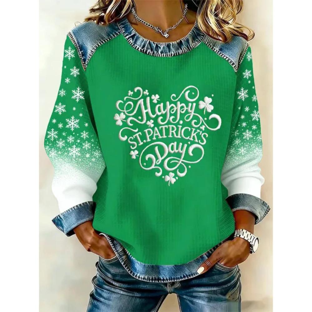Autumn Fashionable Comfortable Casual Versatile Loose Women's Multi Color Printed Round Neck Long Sleeved T-Shirts