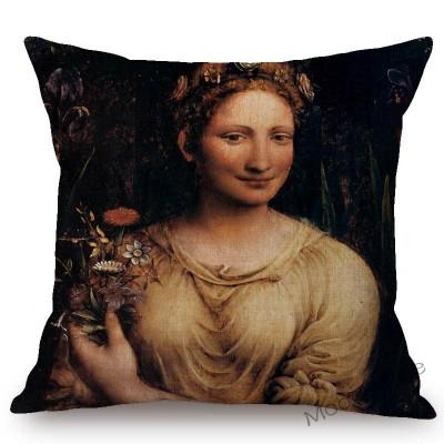 Renaissance Raffaello Saint Virgin Mary Madonna Oil Painting Art Sofa Throw Pillow Case Da Vinci Goose Linen Chair Cushion Cover