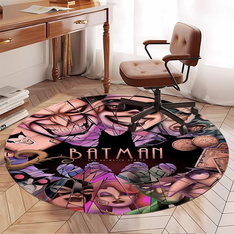 Batman Pattern Round Rug, Indoor/Outdoor Mat, for Picnic, Gameroom, Bedroom, Office, Living Room, Home Decor Carpet, Birthday Gift