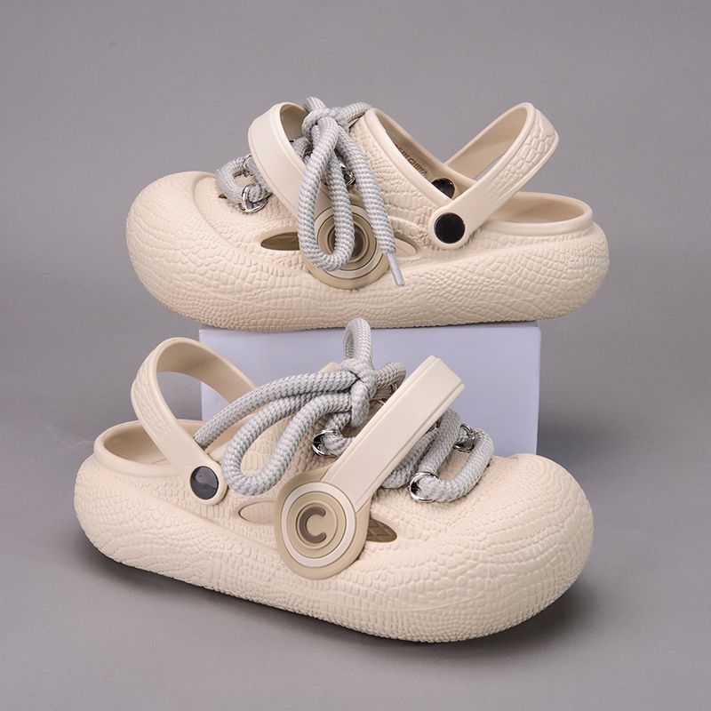 

Hole shoes new summer fashion men and women wear punk sandals two wear headphones beach slippers 36/37 [Standard Size] хакі