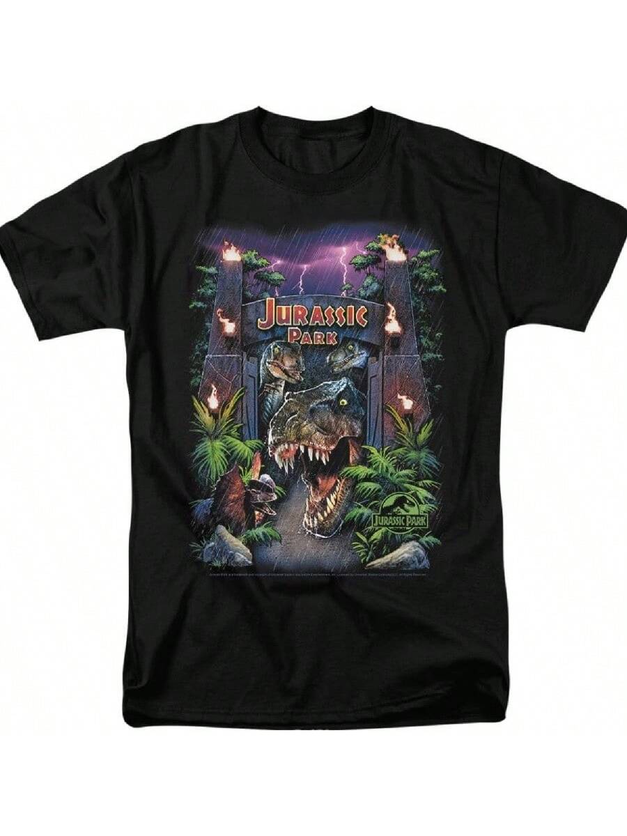 Popfunk Классическая футболка унисекс для взрослых «Парк Юрского периода» Добро пожаловать в парк XXXXXL чёрный