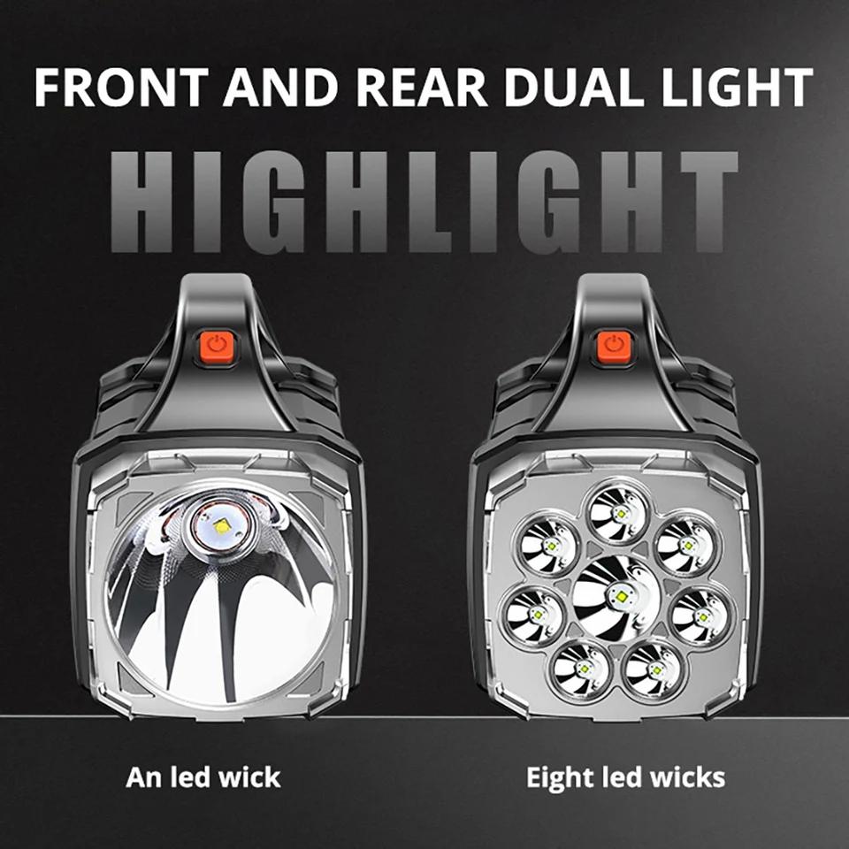 Powerful LED Flashlight USB+Solar Rechargeable Flashlight COB Outdoor Camping Torch Portable Searchlight Power Bank Outdoor