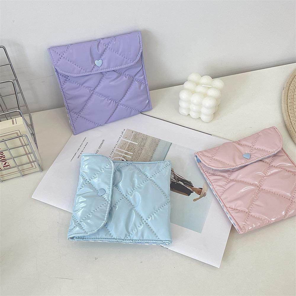 Portable Sanitary Napkin Storage Bag Large Capacity Plaid Cosmetic Bags Gifts Coin Purse