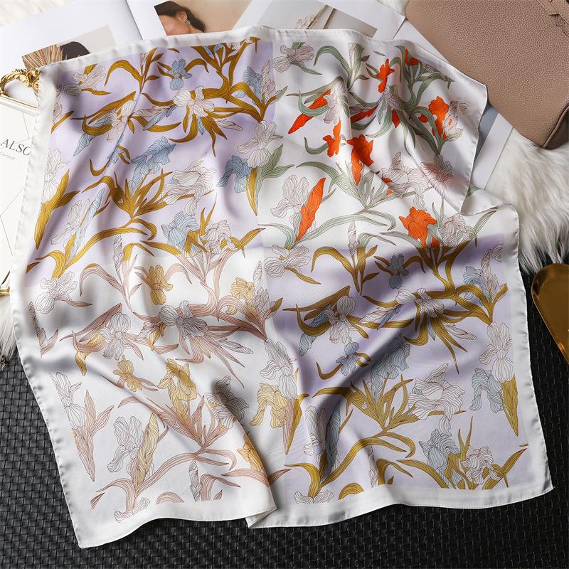 New Print 70*70cm Silk Square Scarf Women Neckerchief Female Headband Foulard Bag Ribbon Hairband Lady Hijab Bandana Scarfs