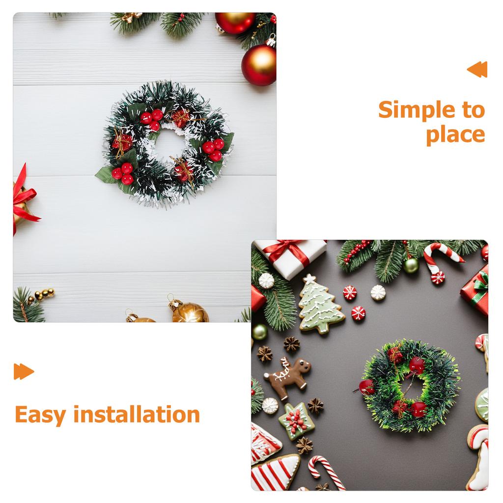 8pcs Mini Christmas Wreaths Dollhouse Artificial Wreaths Garland For Holiday Fireplace Door Xmas Tree Hanging Decorations