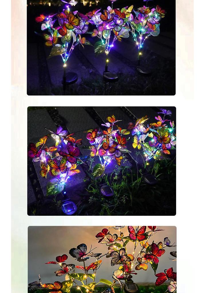 Solar LED Butterfly Flower Lantern: Outdoor Waterproof Ground Light for Courtyard and Square Decoration